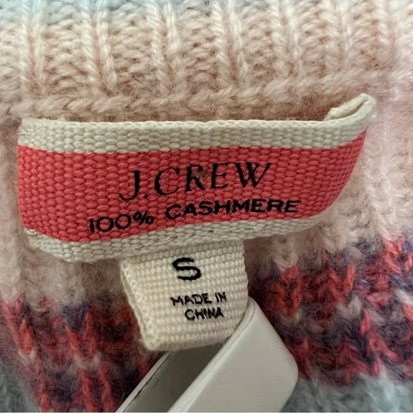 J. Crew Cashmere Ribbed Crewneck Sweater Size Small Stripped Soft Colors - Picture 5 of 8